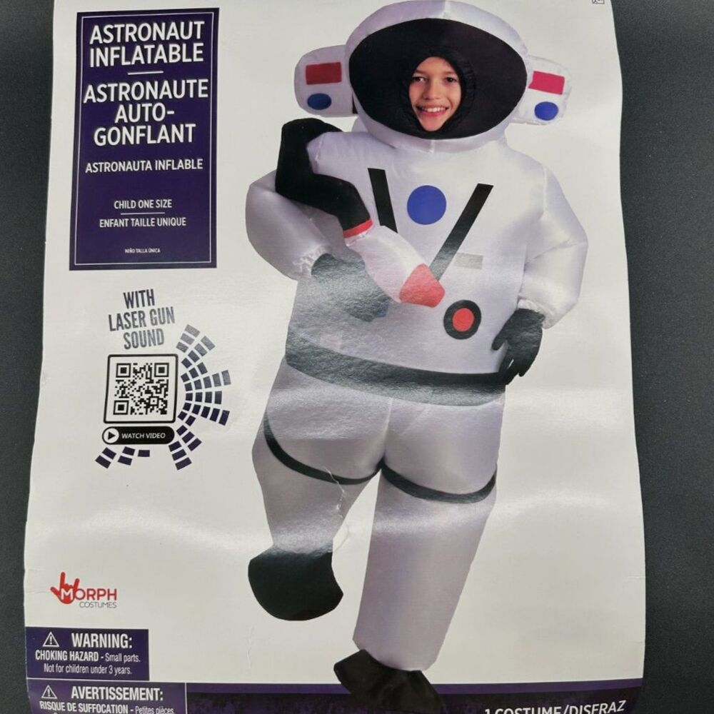 Astronaut Morph Kids w Soundchip Inflatable Costume 4AA Battaries Operate Tested